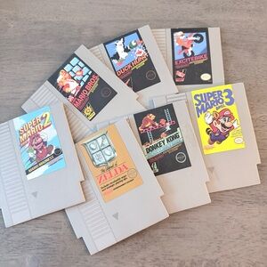 Nintendo NES Cartridge Lot with Colorful Game coasters